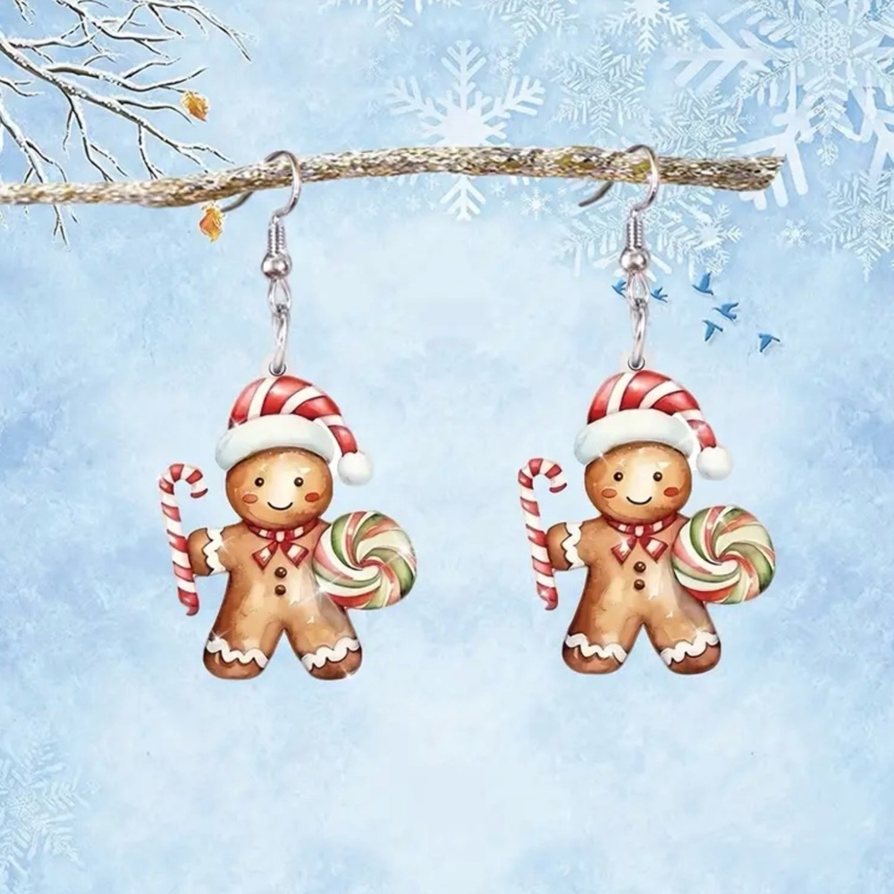 NWT Gingerbread Man Christmas Earrings